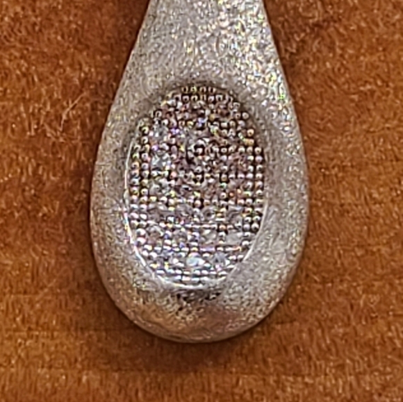 Silvertone Tennis Racket Rhinestone Ribbon Necklace - Picture 6 of 8